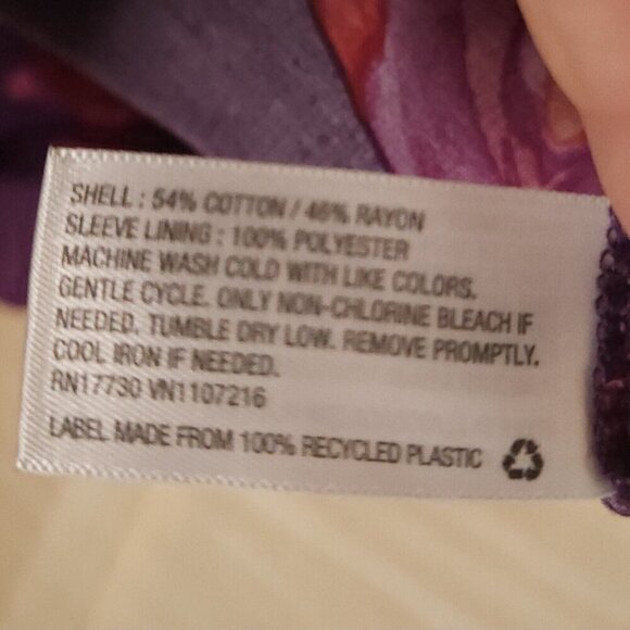 A New Day Purple Floral Cropped Balloon Sleeve Blouse XL - Picture 6 of 6